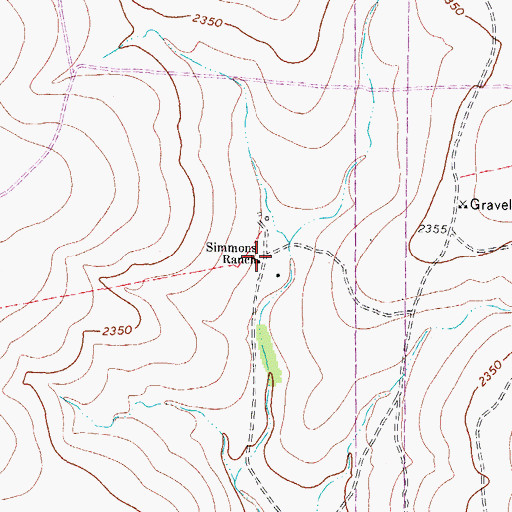 Topographic Map of Simmons Ranch, TX