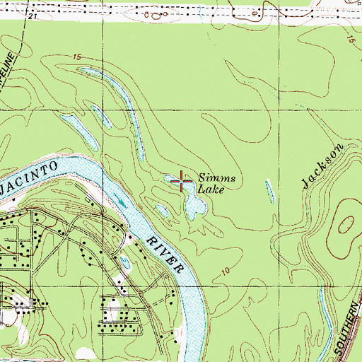 Topographic Map of Simms Lake, TX