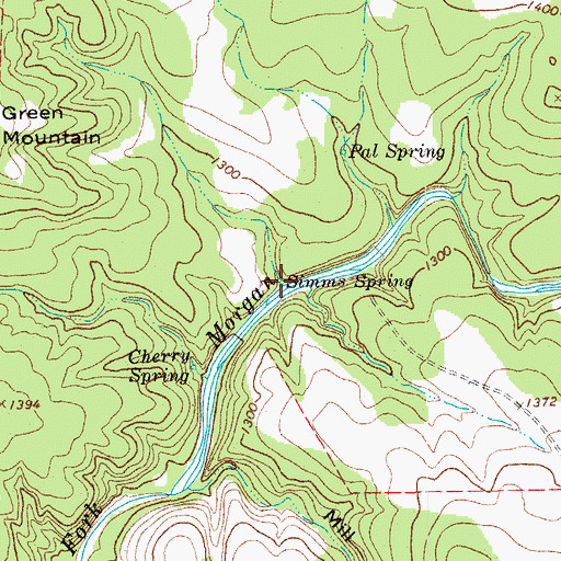 Topographic Map of Simms Spring, TX