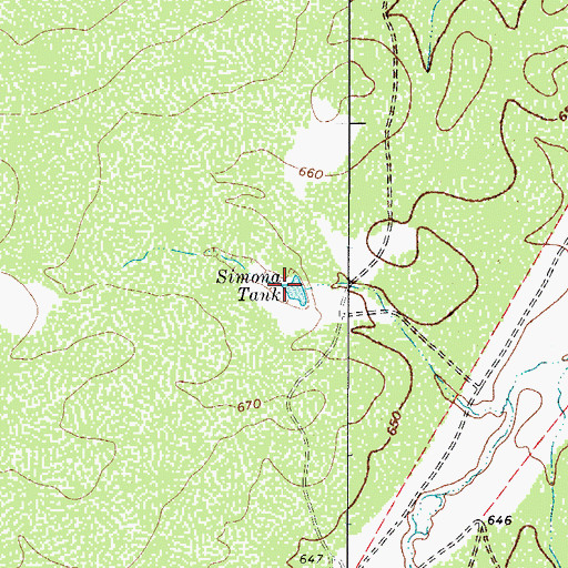 Topographic Map of Simona Tank, TX
