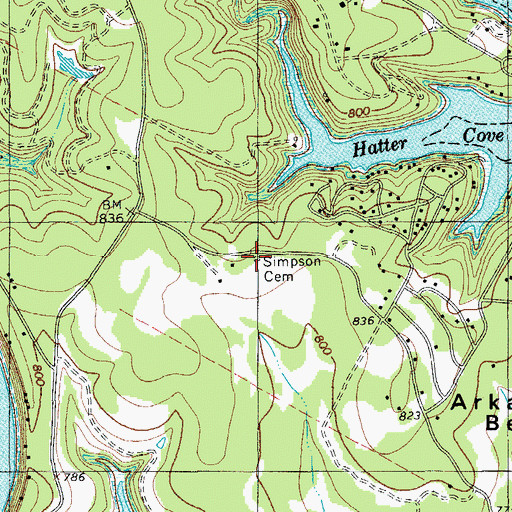 Topographic Map of Simpson Cemetery, TX