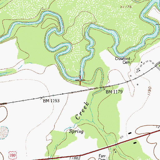 Topographic Map of Simpson Creek, TX