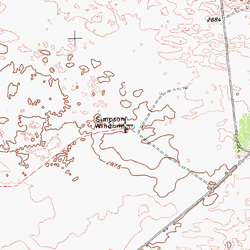Topographic Map of Simpson Windmill, TX