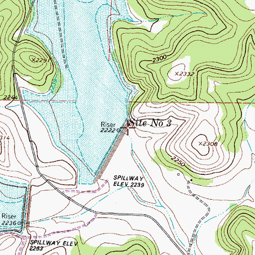 Topographic Map of Site Number Three, TX