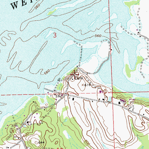 Topographic Map of Bates Cemetery, AL