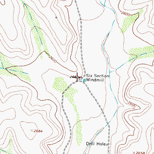 Topographic Map of Six Section Windmill, TX