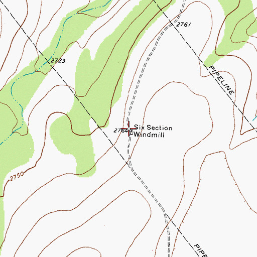 Topographic Map of Six Section Windmill, TX