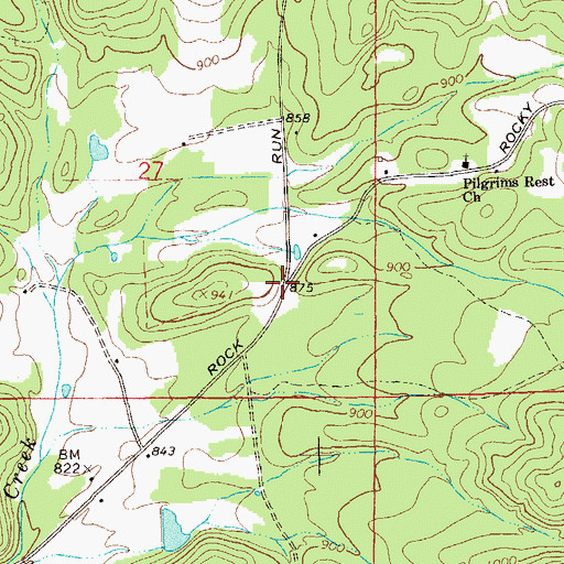 Topographic Map of Bauxite, AL