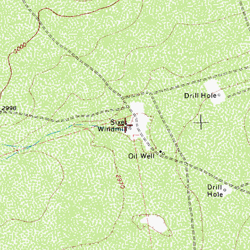 Topographic Map of Sixes Windmill, TX