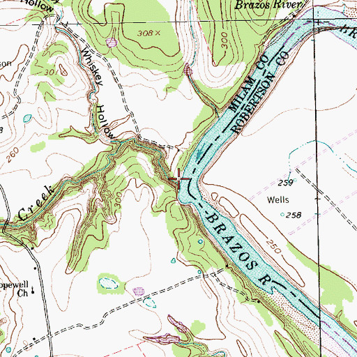 Topographic Map of Sixmile Creek, TX