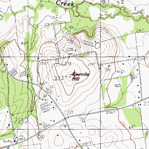 Topographic Map of Sixmile Hill, TX