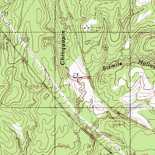 Topographic Map of Sixmile Hollow, TX