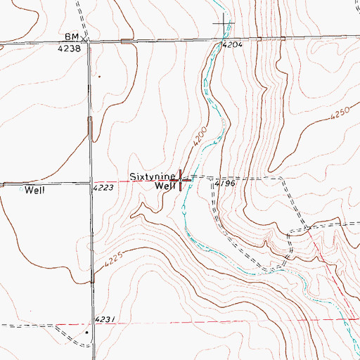 Topographic Map of Sixtynine Well, TX