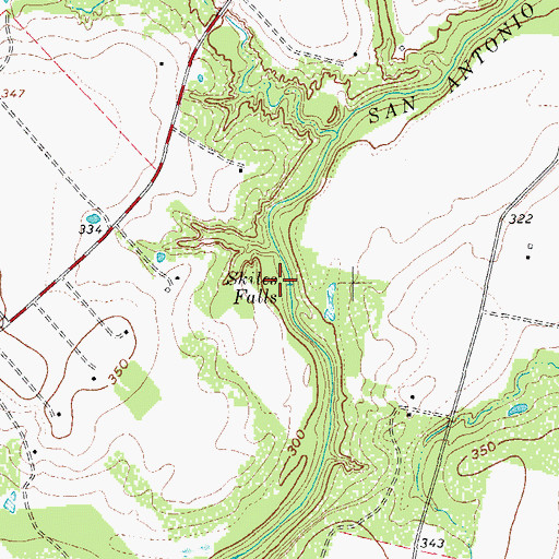 Topographic Map of Skiles Falls, TX