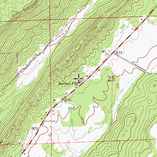 Topographic Map of Bethel Cemetery, AL