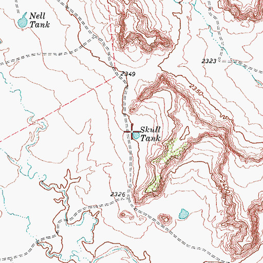 Topographic Map of Skull Tank, TX