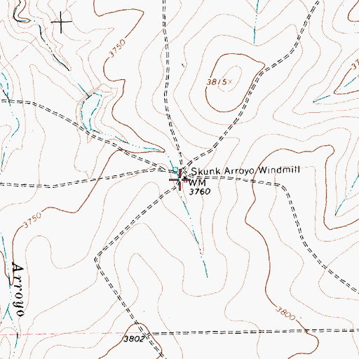 Topographic Map of Skunk Arroyo Windmill, TX