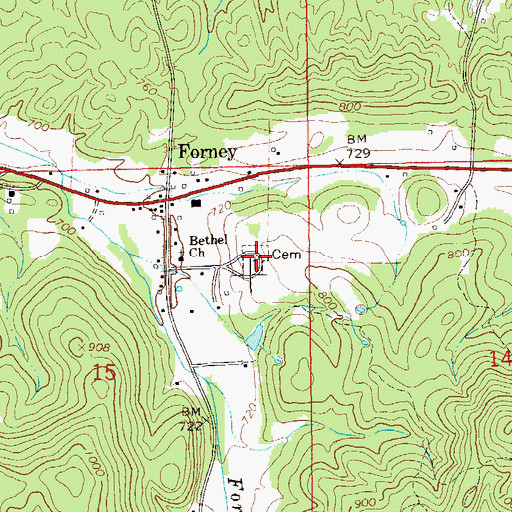 Topographic Map of Bethel Cemetery, AL