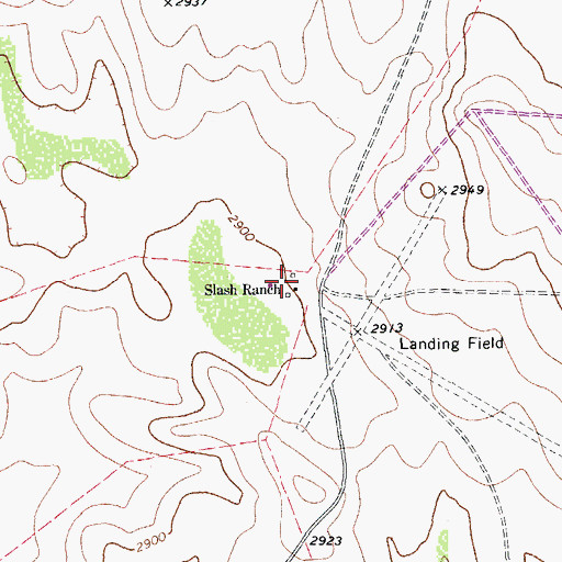 Topographic Map of Slash Ranch, TX