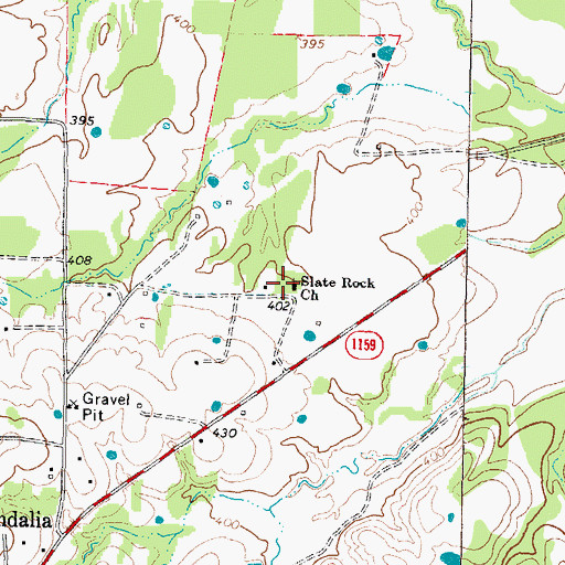 Topographic Map of Slate Rock Church, TX