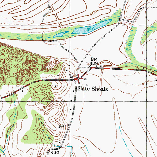 Topographic Map of Slate Shoals, TX