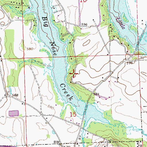 Topographic Map of Big Nose Creek Subdivision, AL