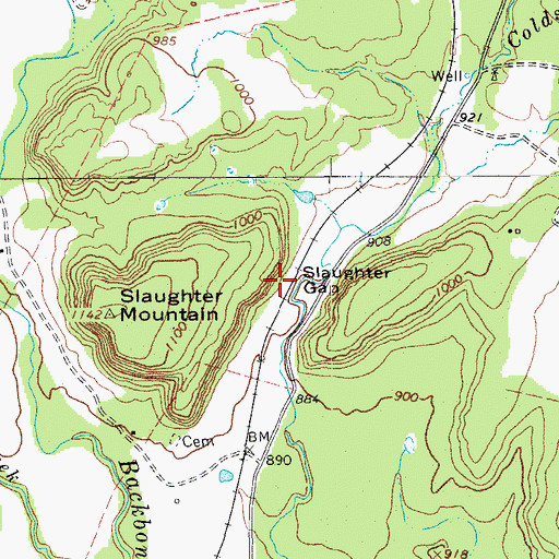 Topographic Map of Slaughter Gap, TX