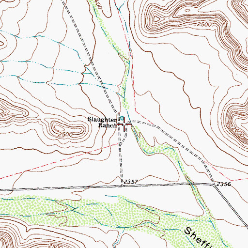 Topographic Map of Slaughter Ranch, TX