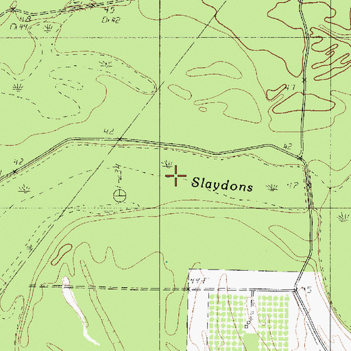 Topographic Map of Slaydons Slough, TX