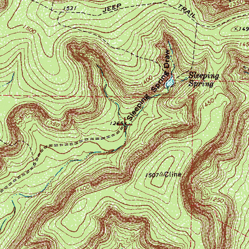 Topographic Map of Sleeping Spring Draw, TX