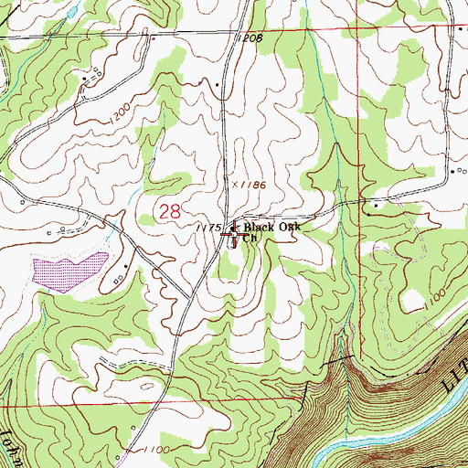Topographic Map of Black Oak Cemetery, AL
