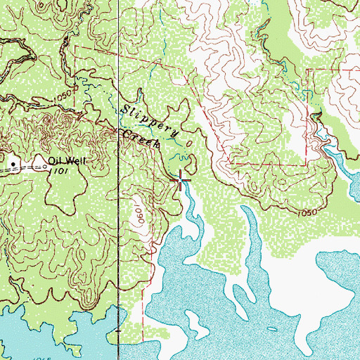 Topographic Map of Slippery Creek, TX