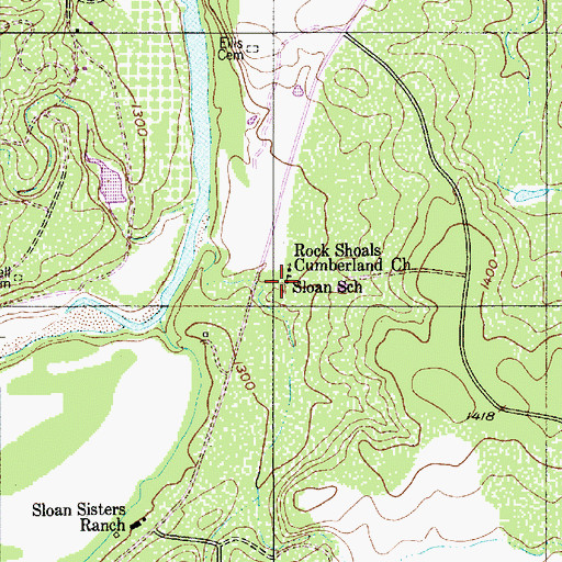Topographic Map of Sloan School, TX