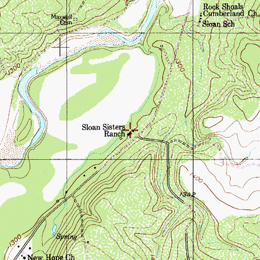 Topographic Map of Sloan Sisters Ranch, TX