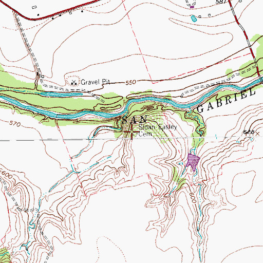 Topographic Map of Sloan- Easley Cemetery, TX