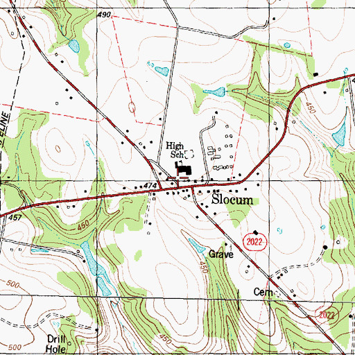 Topographic Map of Slocum, TX