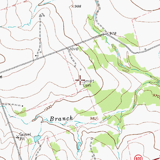 Topographic Map of Smart Cemetery, TX