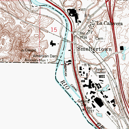 Topographic Map of Smeltertown, TX