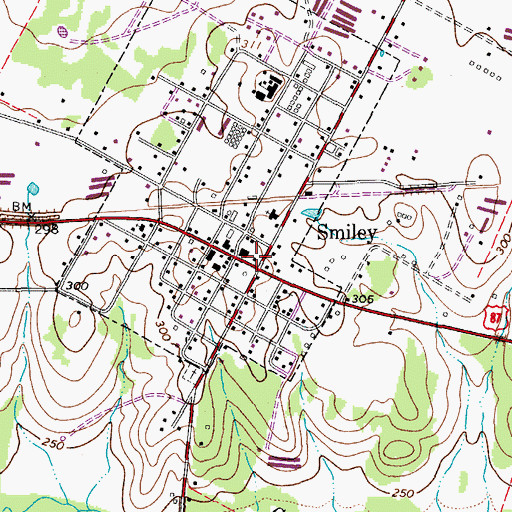 Topographic Map of Smiley, TX