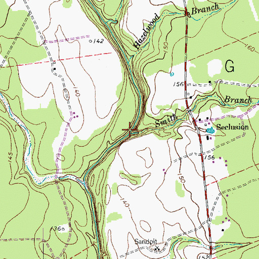 Topographic Map of Smith Branch, TX