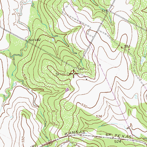 Topographic Map of Smith Cemetery, TX