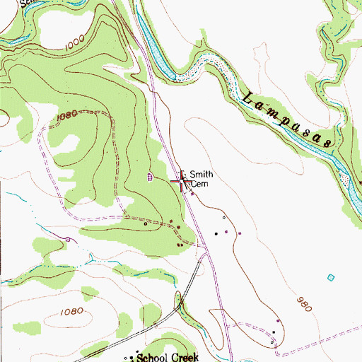 Topographic Map of Smith Cemetery, TX