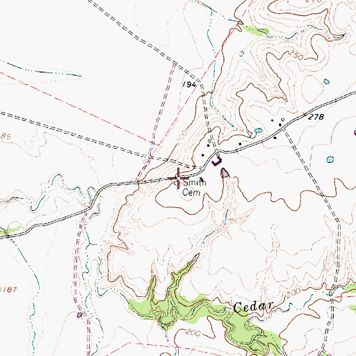 Topographic Map of Smith Cemetery, TX