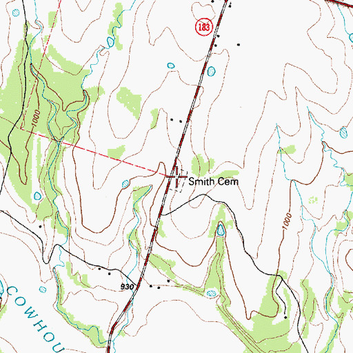 Topographic Map of Smith Cemetery, TX