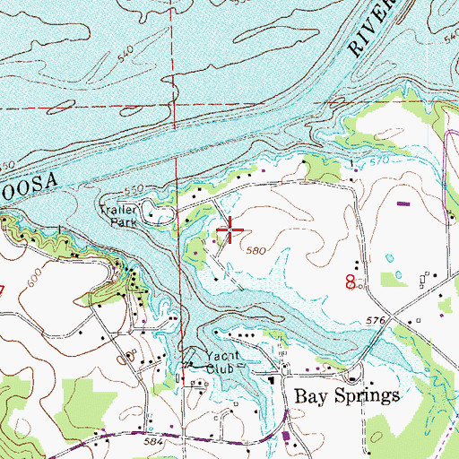Topographic Map of Burkhalter Subdivision, AL