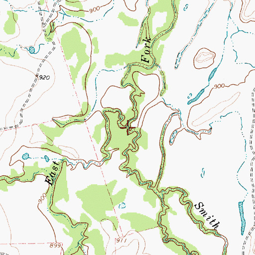 Topographic Map of Smith Creek, TX