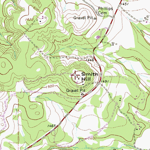 Topographic Map of Smith Hill, TX