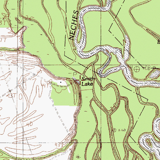 Topographic Map of Smith Lake, TX