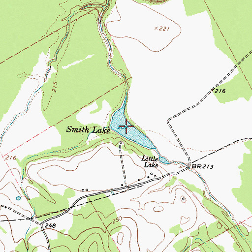 Topographic Map of Smith Lake, TX