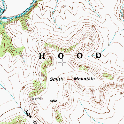 Topographic Map of Smith Mountain, TX